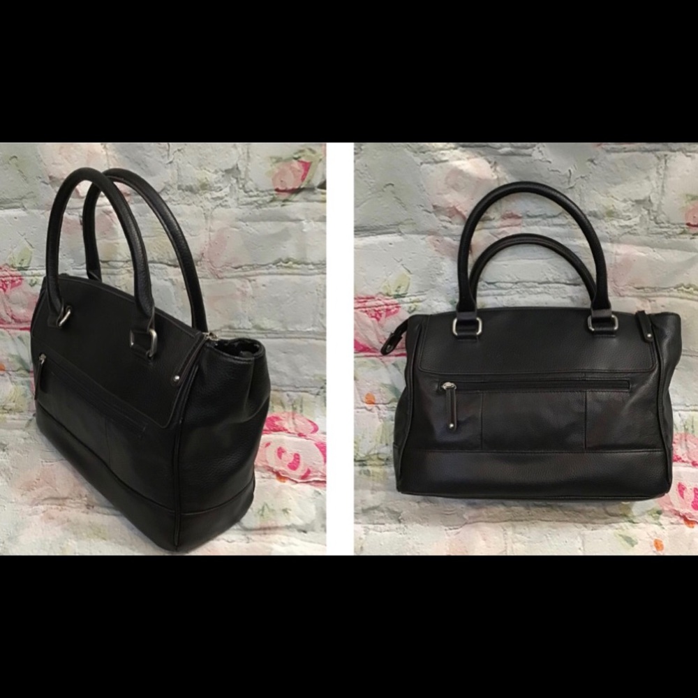 SOLD.  Satchel Hand Bag Black Leather - Picture 2 of 8